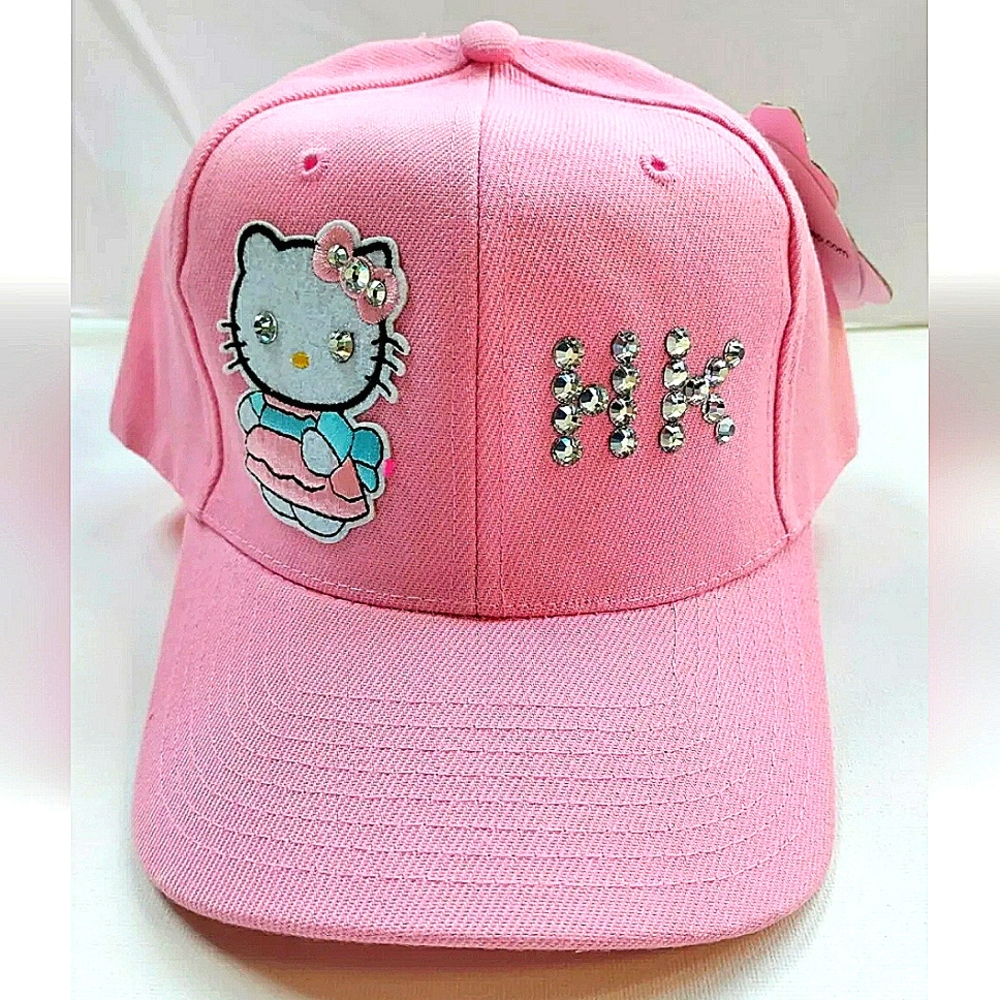 NEW Hello Kitty Sanrio Baseball Cap-Hat! Swarovski Crystals. Fitted 7.5" ( 60cm)